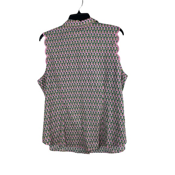 Talbots Pineapple Print Blouse Womens 20W Pink Green Sleeveless Button Up Top - Picture 5 of 9